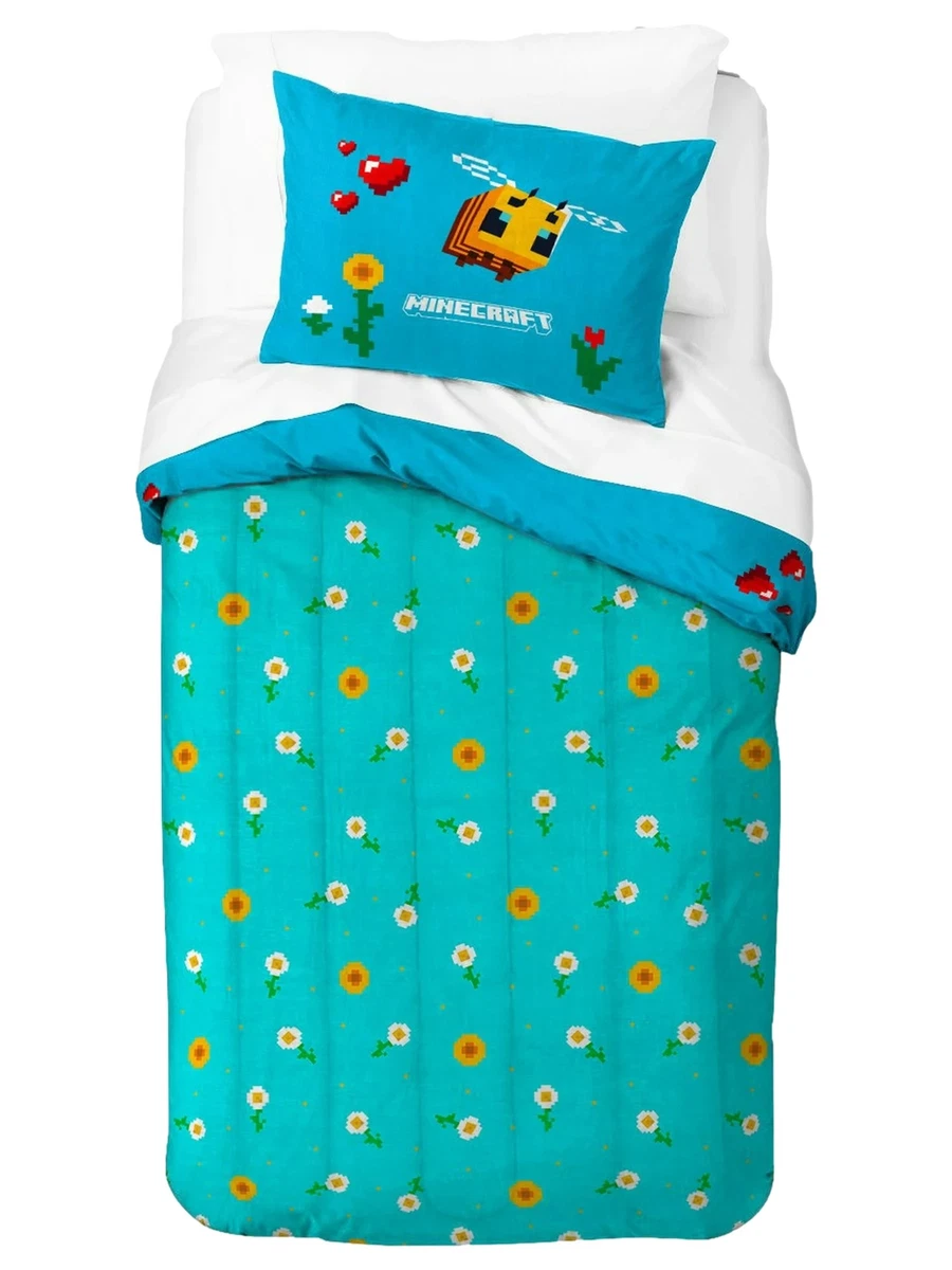 Minecraft Bees Knees Twin Full Comforter Sham Set Reversible