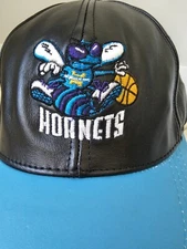 Vintage LEATHER Hat Charlotte Hornets Snap adidas Throwback NBA Snapback Cap USA