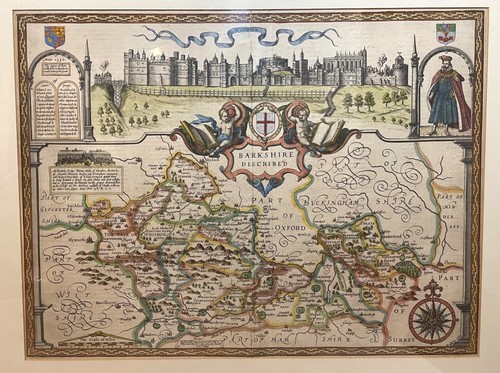 Rare Original antique hand colored European Map Berkshire 1611 John Speed 2sided - Picture 3 of 19