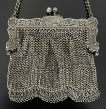 German Silver Mesh Coin Purse 4.5 x 4 Weight 189 grams