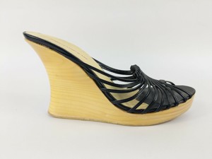 black wedge mules uk