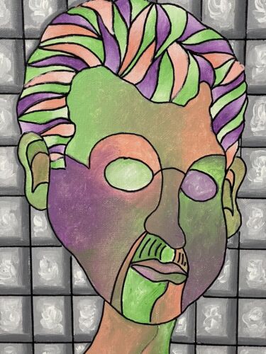 Weird & Crazy Original Fine Art Couple Portrait PAIR Painting On Canvas Unusual - Picture 3 of 9