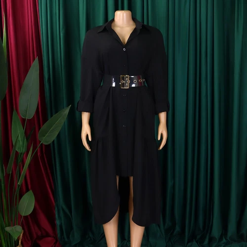 Women's Elegant Lapel Maxi Long Dress Casual Fashion Solid Shirt Club Dress - Bild 26 von 35