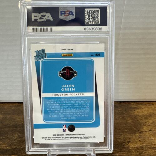 Jalen Green Houston Rockets Rookie 2021-22 Donruss Optic Choice Red Mint PSA 9 - Picture 2 of 2
