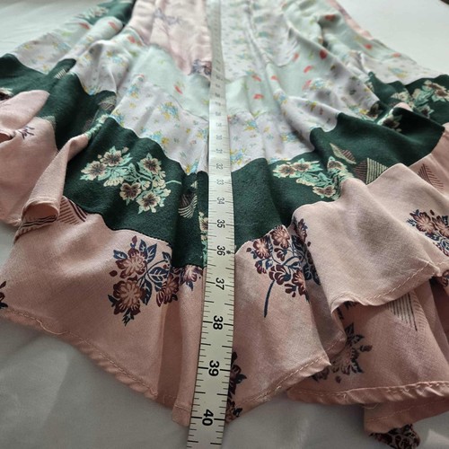 RARE VINTAGE 579 Damen 2/4 Stufen Patchwork Long Skirt Hippie Floral Cottagecore - Bild 5 von 9