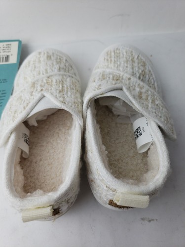 Toms Girls White Metallic Boucle Slip On Size 7 - Picture 13 of 16