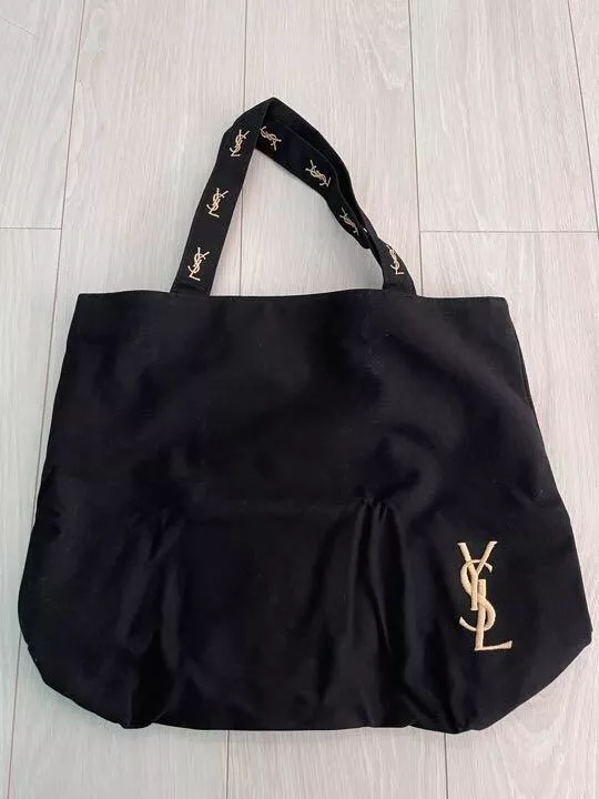 Yves Saint Laurent Black Canvas novelty Gift Parfums Tote Bag YSL shopping  bag