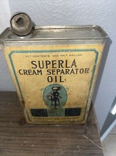 Vintage Standard Oil SUPERLA Cream Separator Oil Tin Can 1/2 Gallon
