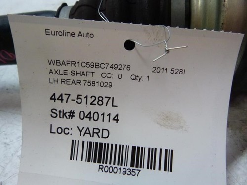 11 14-16 BMW 535i Driver Axle Shaft Rear Axle AWD Gasoline 19357 - Picture 7 of 12