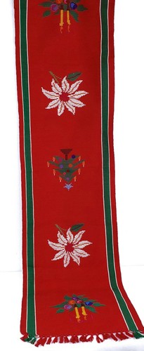 VTG Handmade Needlepoint Christmas Table Runner Hot Plate Protector Decor Red - Picture 2 of 12