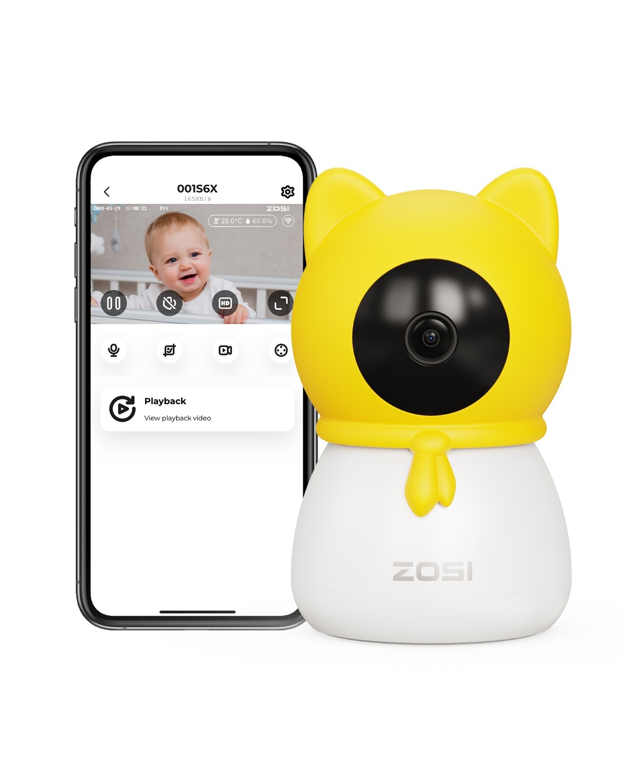 ZOSI 2.5K 4MP PT Wireless Indoor Baby Monitor with Dual-Band WiFi Cam-image