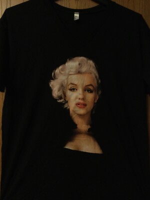 Marilyn Monroe -  Sexy Hair  - Black Shirt - XL - American Apparel - V Neck
