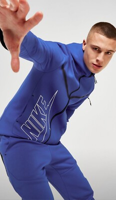 Nike Tech Essential GX Windrunner Hoodie Sz 2XL Blue White FJ5334