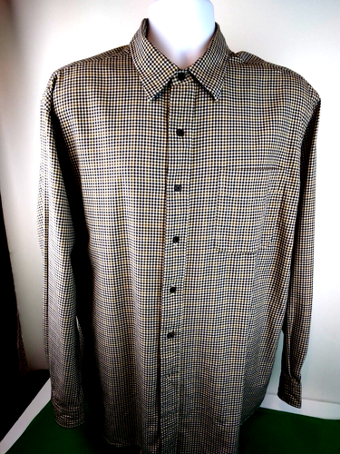 Polo Ralph Lauren Lowell Sport Mens XL Silk Blend LS Button Brown/Tan Check - Picture 2 of 6