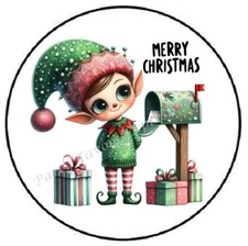MERRY CHRISTMAS ELF MAIL MAILBOX ENVELOPE SEALS LABELS STICKERS PARTY FAVORS