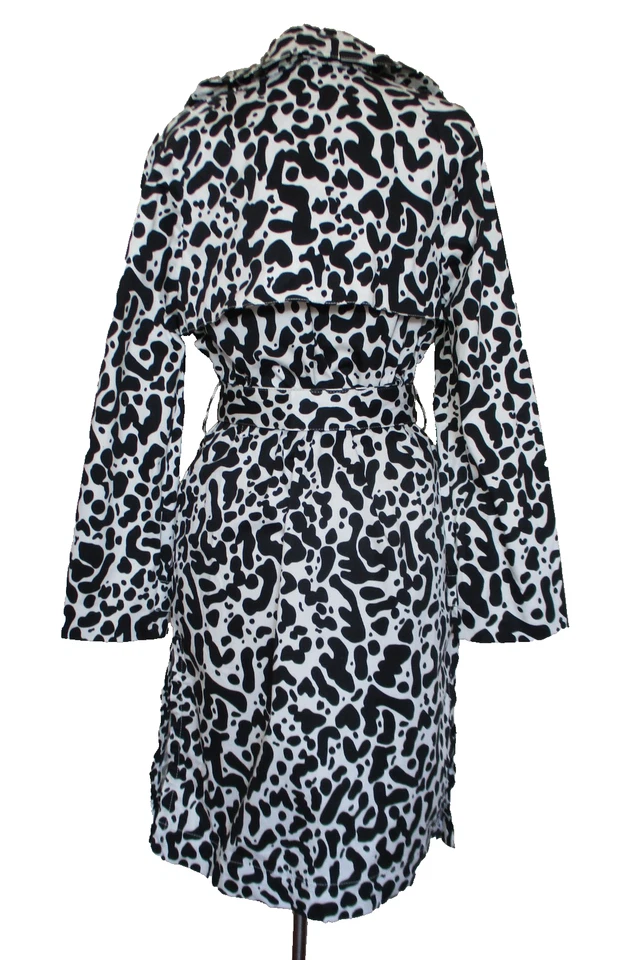 Gabardina LITA By Ciara Amour King Estampado Guepardo S Mujer Blanco Negro Cinturón Foto 3 de 4