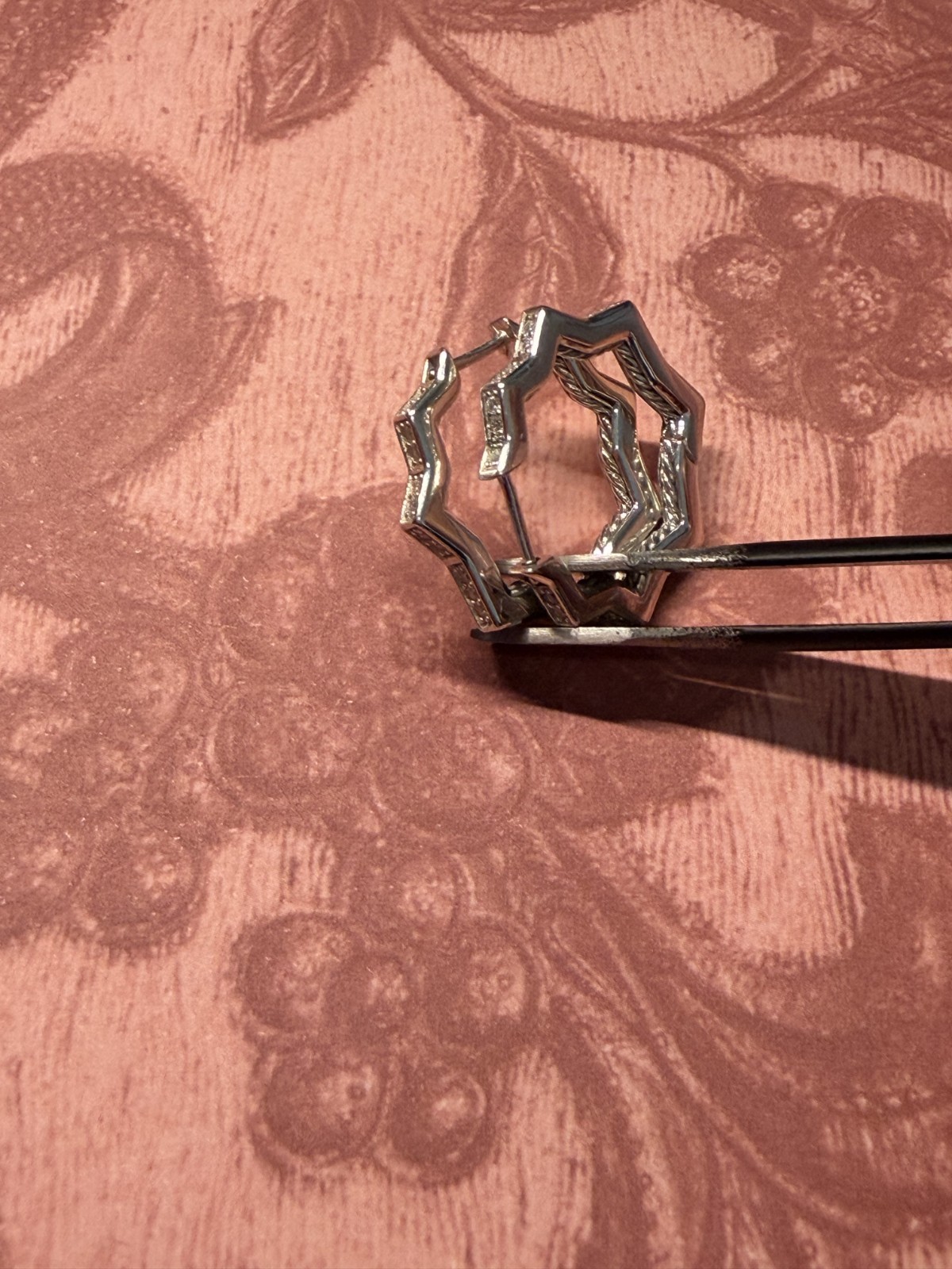 David Yurman Sterling Silver zigzag hoop earrings 23 mm