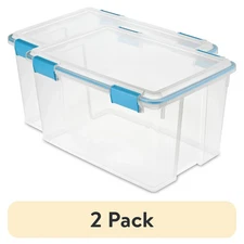 (2 pack) Sterilite 54 Quart Gasket Box, Weather-Resistant Clear Storage Bin with
