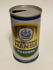 Dortmunder Hansa Pilsener empty beer can, straight steel, Germany, OI on lid