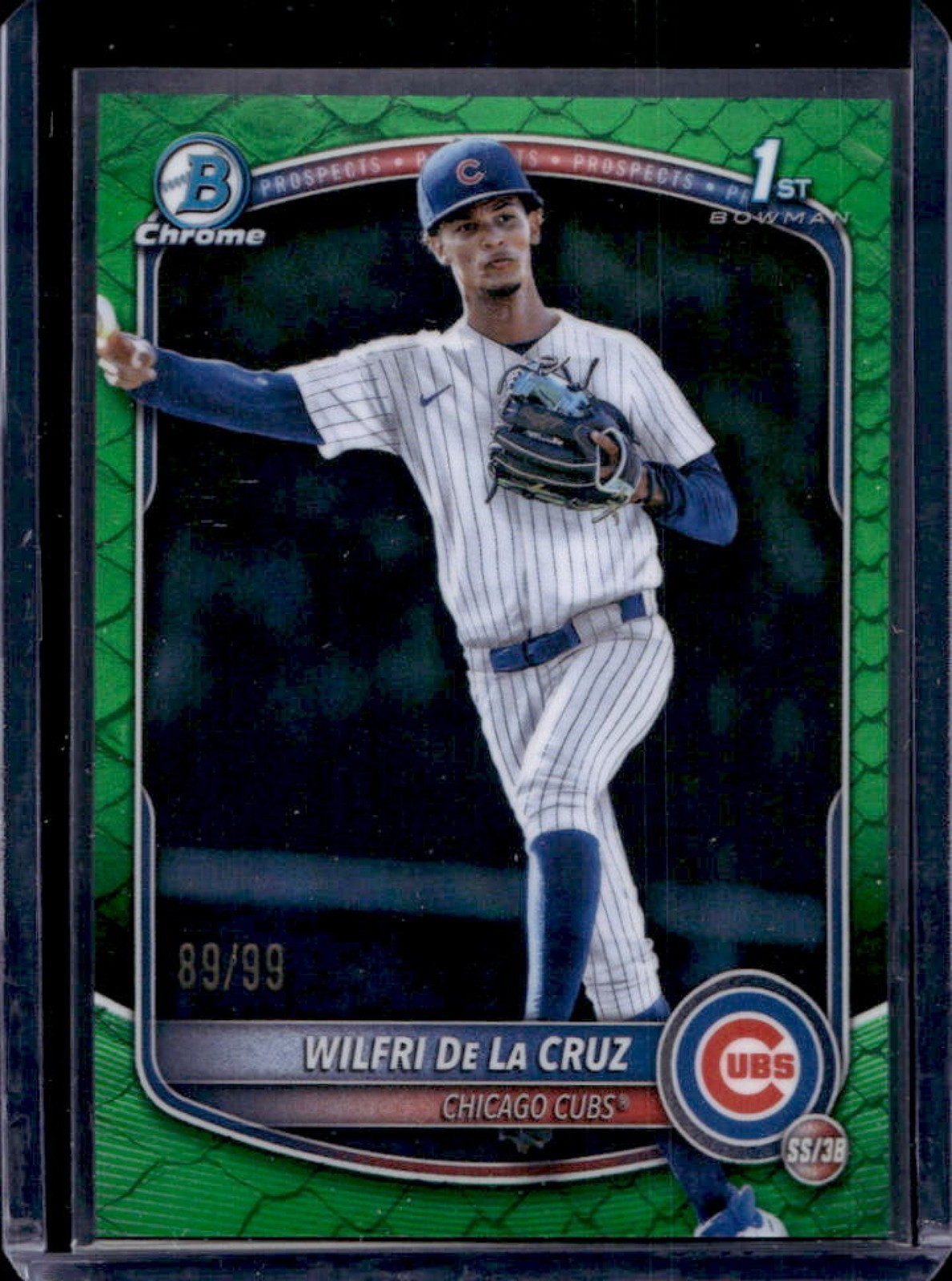 2025 Bowman Chrome Wilfri De La Cruz Reptilian Green Refractor 1st #89/99