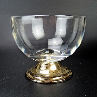 Emil Hermann Glas Schale mit Fuß aus 925er Sterling Silber Mid-Century Vintage