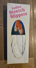 NEW Vintage Ladies Stretch Slippers White Size M 6.5-7.5