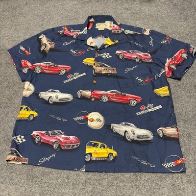 Paradise Found Corvette Hawaiian Button Hawaii Rayon Men XL General Motors GMC