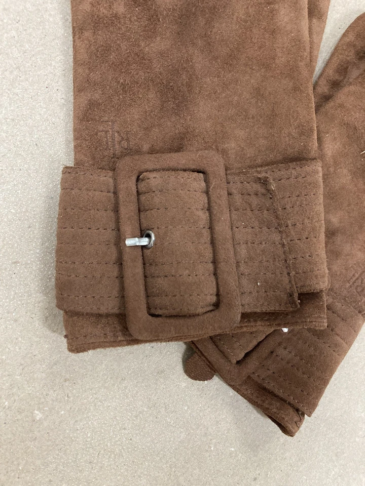 *RALPH LAUREN ДАМЫ КОРИЧНЕВАЯ ЗАМША ЗИМНИЕ ПЕРЧАТКИ ПОЛИЭСТЕР ФЛИСОВАЯ ПОДКЛАДКА РАЗМЕР MED - Изображение 2 из 4