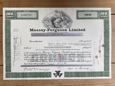 1975 Massey Ferguson Stock Certificate 100 Shares Vintage Tractor Share MF Art