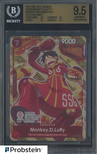 2024 One Piece Promos #P080 Monkey D. Luffy BCGF 24-25 Giveaway BGS 9.5 GEM MINT