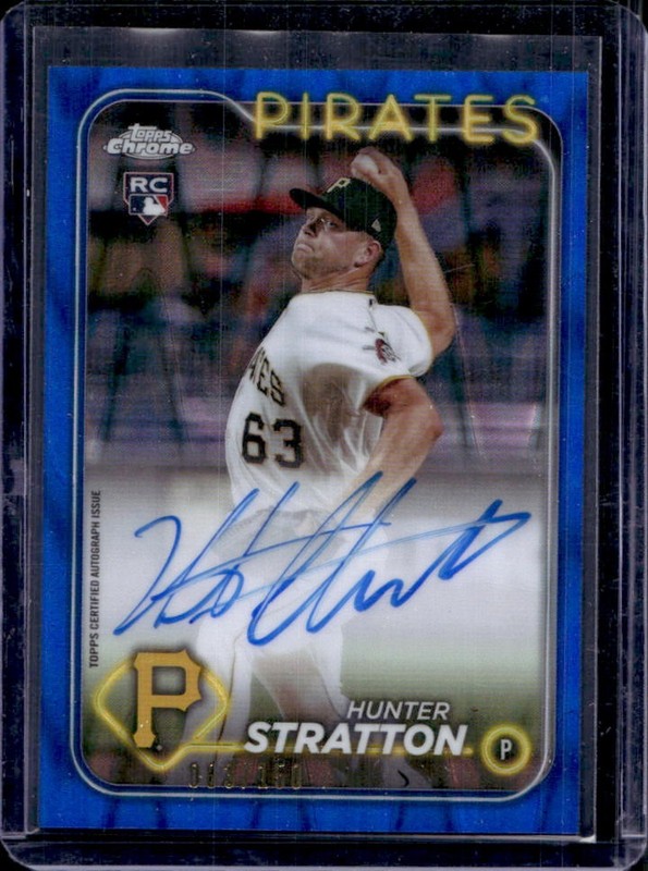 2024 Topps Chrome Hunter Stratton Rookie Auto RC Blue Ray Wave Refractor #/150