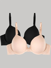 Fruit of The Loom Women's T-shirt Bra FT487 2 Pack - Black/Sand