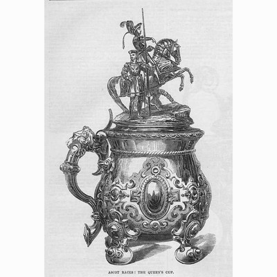 PFERDERENNEN Ascot Races The Queens Cup - Antikdruck 1865