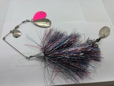 12” Hardwired Blades Cotton Candy Tinsel Spinnerbait Musky Lure