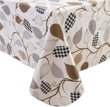 Heavy Duty Vinyl Tablecloth with Flannel Backing Waterproof Oil-Proof Plastic Ta