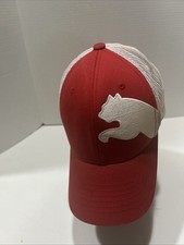Puma Trucker Hat Red White Mesh Snapback Cat Logo Casual Dad Cap