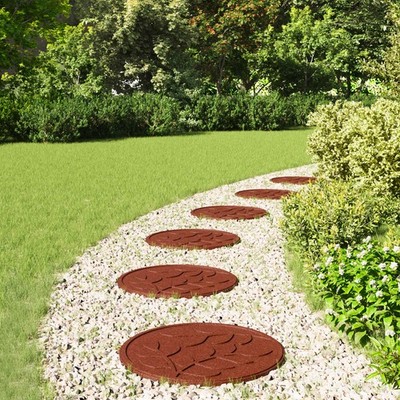 Gehwegstein 6 stk. Gummi Gartendekoration Platzierung von Ornamenten vidaXL