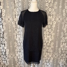 Abito a tubino semi trasparente foderato a strati nero Life With Bird taglia 0/US 234 busto gotico