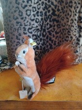 Vintage Original STEIFF Squirrel Cosy Stuffed Animal  1950s Red