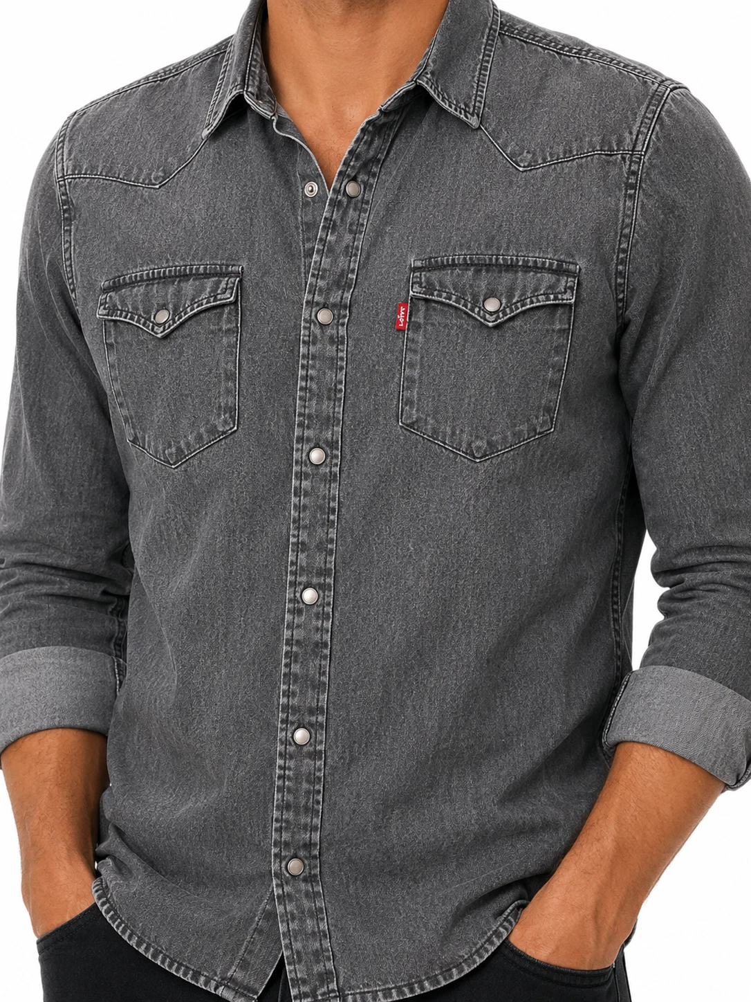Levi's Boys Gray Denim Jacket Button Front Size XL Classic Lightweight