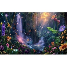 Fantasy Garden Aquarium Background Waterfall Tropical Forest Fish Tank Backgr...