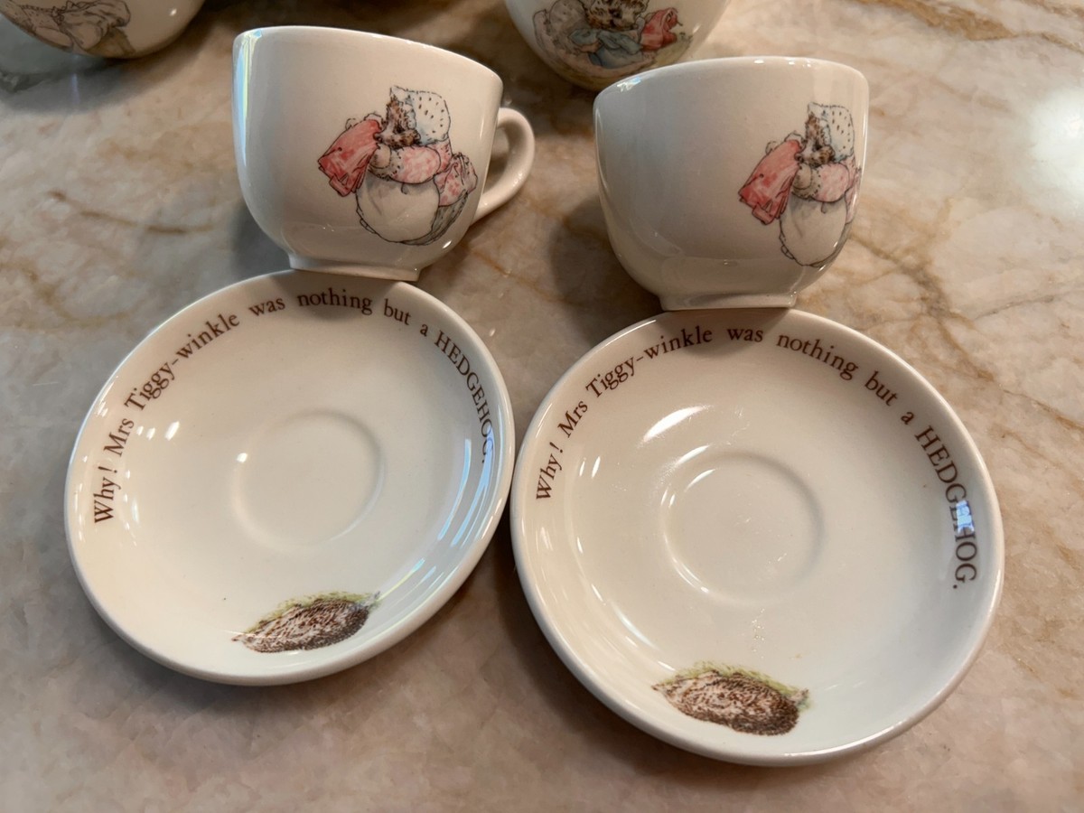 1980s Wedgwood Beatrix Potter Mrs Tiggy-Winkle Children's Tea Set