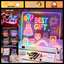Large 16" LED Drawing Board for Kids - Rechargeable Light Up Art Pad, 8 Colors,