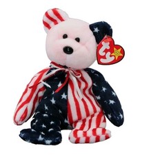 Ty Beanie Baby Spangle - MWMT Bear Red Head 1999 Patriotic