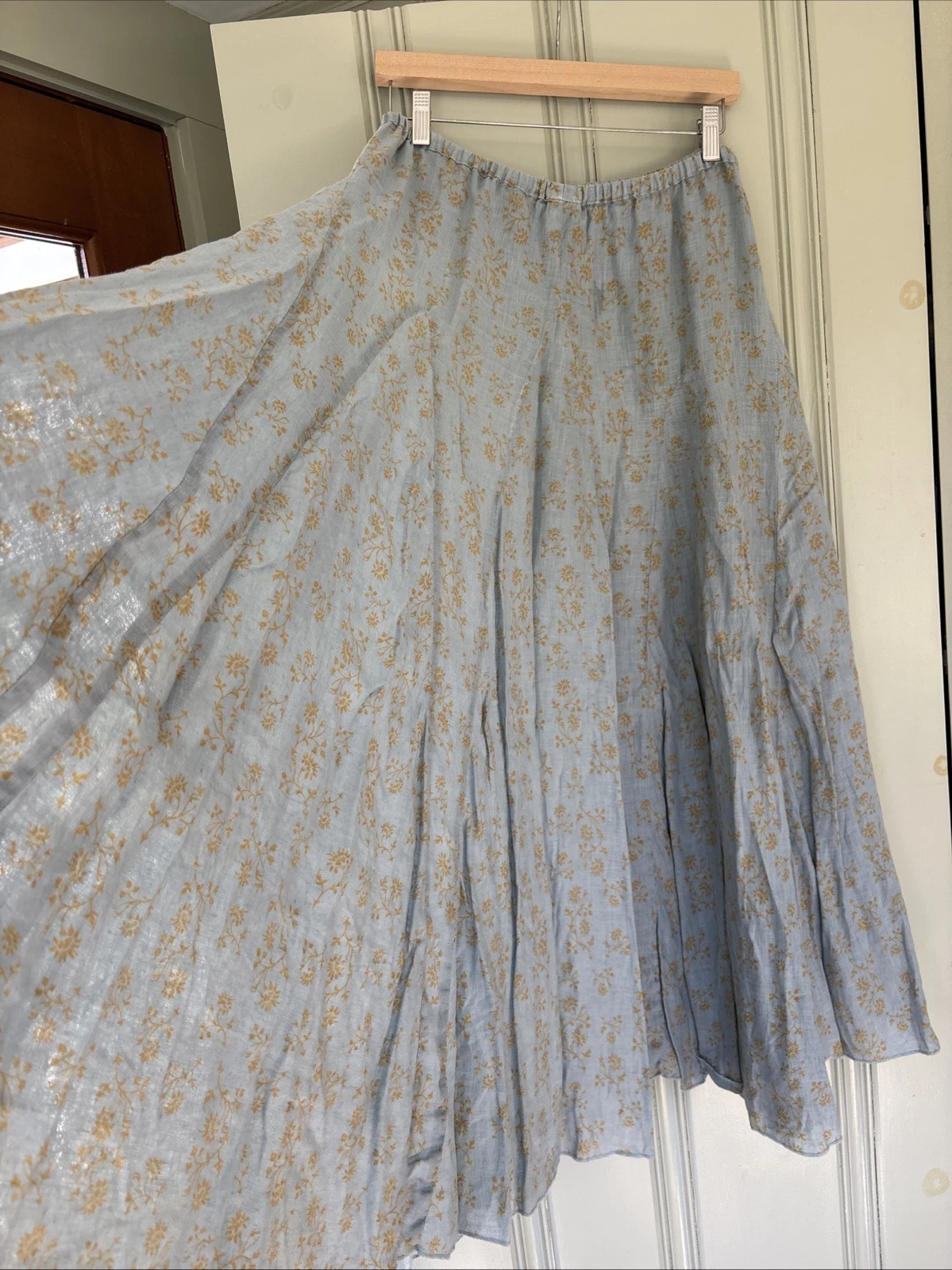 CP Shades 100% Linen Lily Maxi Skirt Size M/L Light Blue