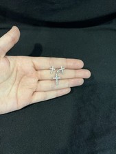 925 Sterling Silver Ladies Women Men CZ Cross Charm Pendant  Earrings SET