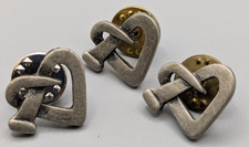 3 Vintage Heart Nail Cross Christ Lapel Pin Pewter Tone CTA Religious