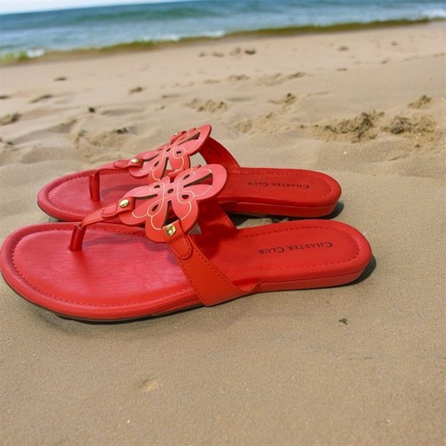 Charter Club Women's Orange Wedge Flip Flop Sandals Size 8M Beach Summer Comfy