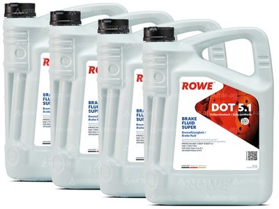 20 Liter (4x5L) ROWE HIGHTEC BRAKE FLUID SUPER DOT 5.1