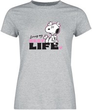 Peanuts T-Shirt Damen Living My Best Life grau meliert